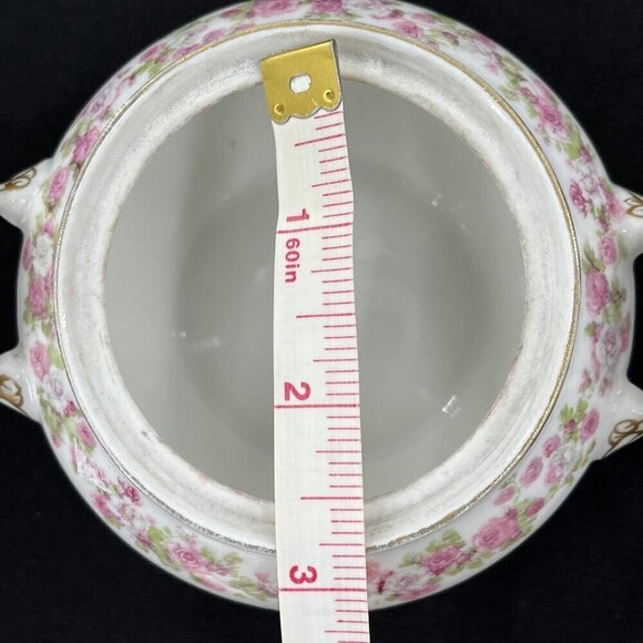 Limoge C Ahrenfeldt Covered Sugar Bowl France Porcelain Roses Vintage - Picture 8 of 9